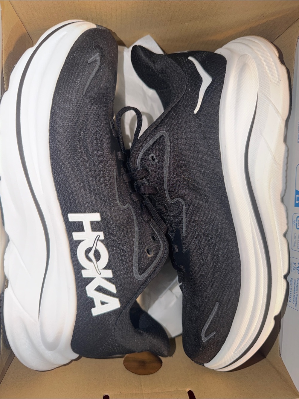 Hoka Men's Black and White Running Shoes - Cushioned Trainer